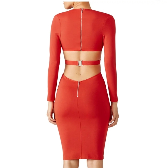 Bec And Bridge Red Long-Sleeve Cutout Bodycon Dress Sz. Small - Picture 2 of 11
